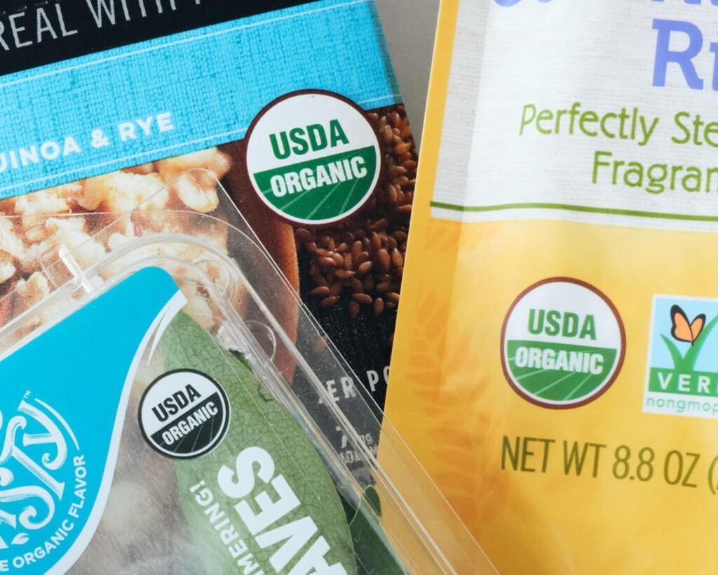 Logo USDA Organic trên bao bì thực phẩm Logo USDA Organic trên bao bì thực phẩm.
