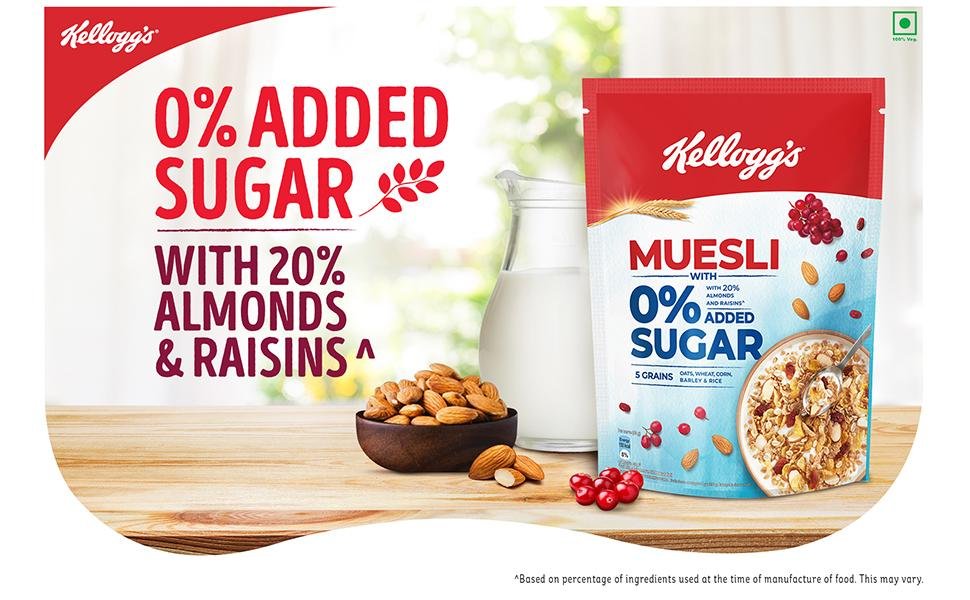 Thương hiệu Kellogg’s nổi tiếng với dòng ngũ cốc muesli không đường bổ sung Kellogg’s phát triển riêng dòng muesli không đường bổ sung