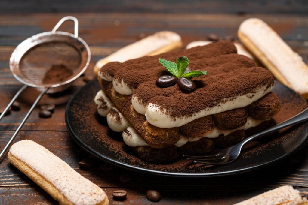 Tiramisu truyền thống với mascarpone, cà phê và cacao